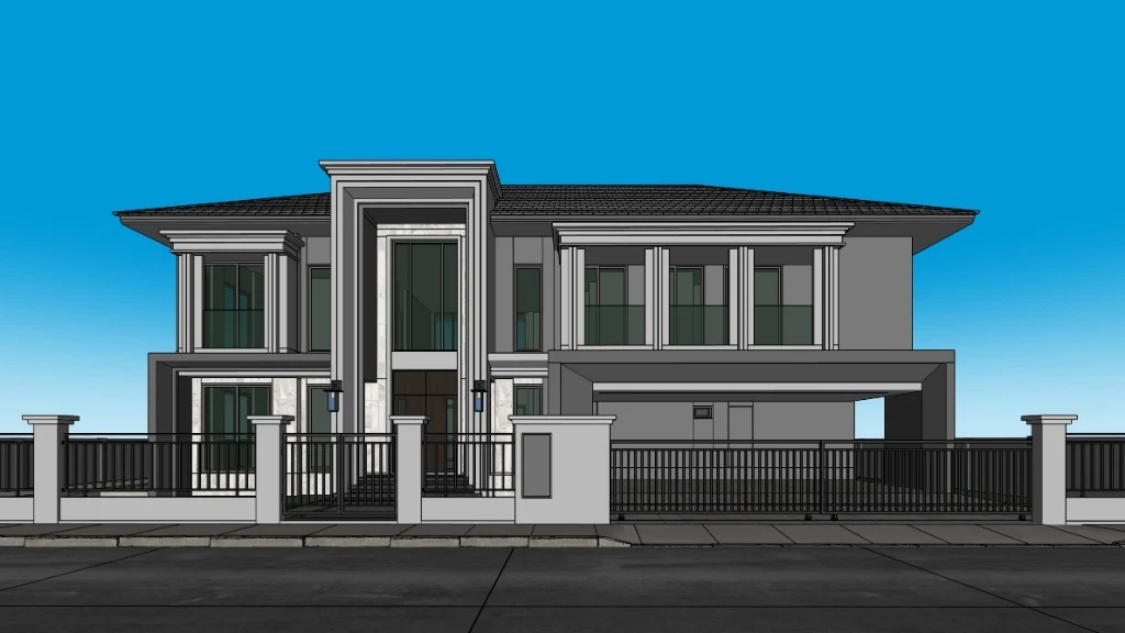 โมเดล SketchUp ของบ้านสองชั้น